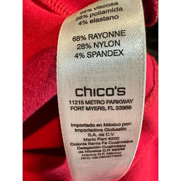 Chico’s Red Dress Bell Flare 3/4 Sleeves Midi Women Valentine Round Neck Holiday - Picture 9 of 11